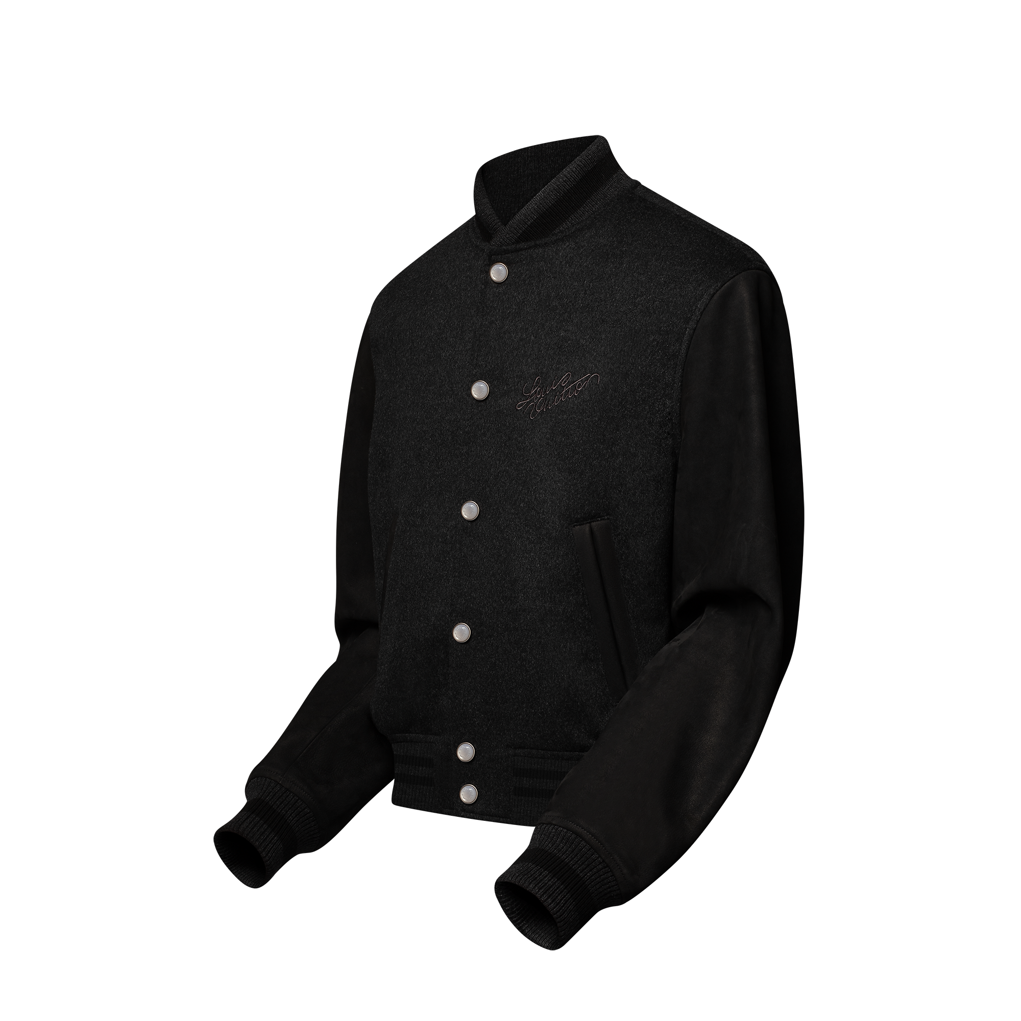 【美品】韓ドル着用 MZ LVT VARSITY JACKETチャコール 秋冬 MZ LVT VARSITY JACKET_CHARCOAL ○LUV IS TRUE○MZ LVT VARCITY